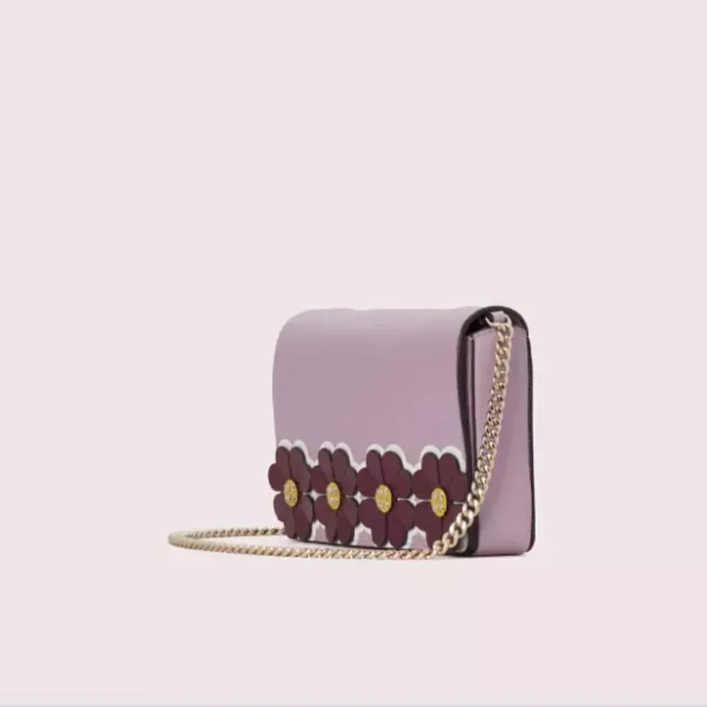 Kate Spade New York Lilac Sylvia Clover Appliqué Chain Crossbody Wallet Clutch